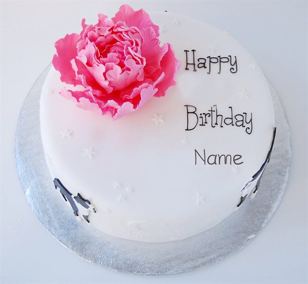 Flower Birthday Cake with Name